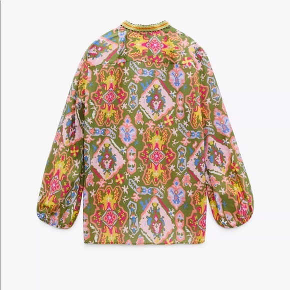 NWT ZARA LONG SLEEVE PRINTED BLOUSE - Picture 7 of 12